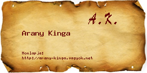 Arany Kinga névjegykártya